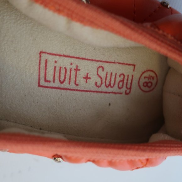 Livit + Sway Orange Leather Studded Folding Ballerina Flats Sz 8 1/2 * - Picture 6 of 6